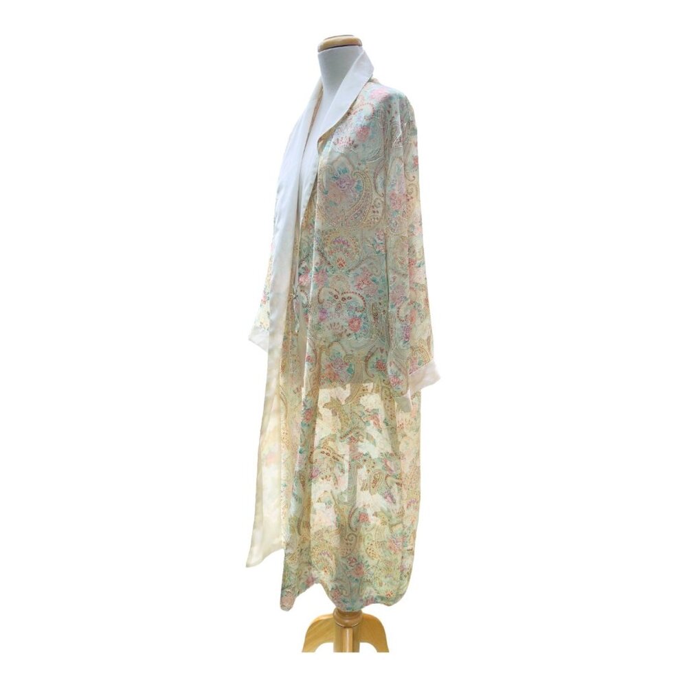 Vintage Victoria's Secret Satin Sheer Robe With Paisley Design Multicolor Size M - Picture 4 of 8